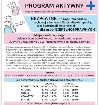 Bezpłatne rehabilitacje dla seniorów Aktywni +